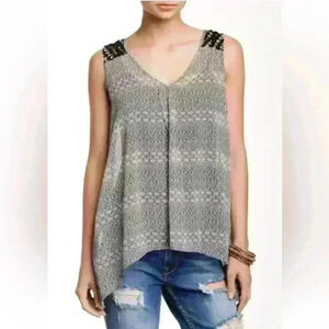 DR2 by Daniel Rainn Crochet Yoke Tank Top Blouse‎ Light Weight Oversized XS